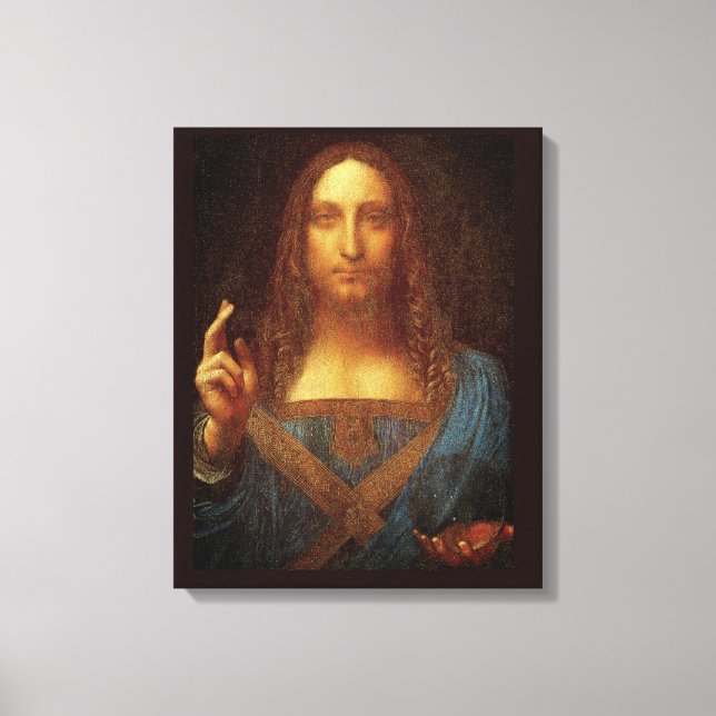 Leonardo da Vinci 1500 Salvator Mundi Fine Art Ca Canvastryck (Framsida)