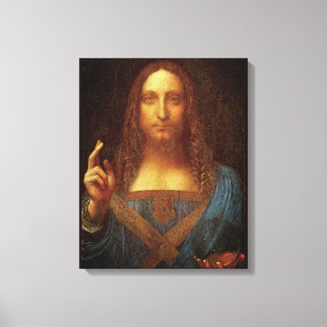 Leonardo da Vinci 1500 Salvator Mundi Fine Art Canvastryck (Framsida)