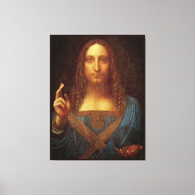 Leonardo da Vinci 1500 Salvator Mundi Fine Art Canvastryck (Framsida)