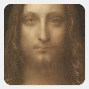 Leonardo da Vinci 1500 Salvator Mundi Fyrkantigt Klistermärke