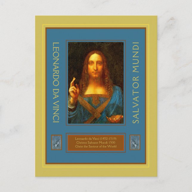 Leonardo da Vinci 1500 Salvator Mundi vykort (Framsida)