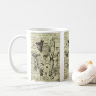 Leonardo da Vinci Ålderdomlig Människans Anatomi S Kaffemugg
