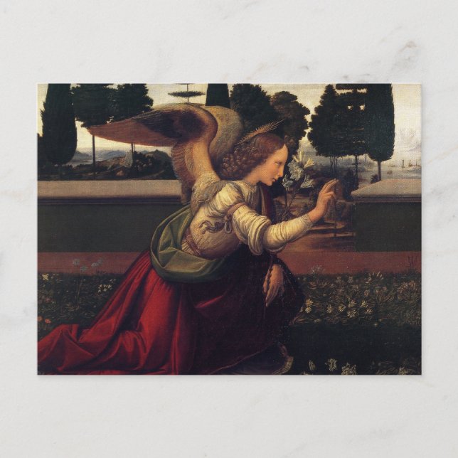 Leonardo Da Vinci Annunciation - Angel Vykort (Framsida)