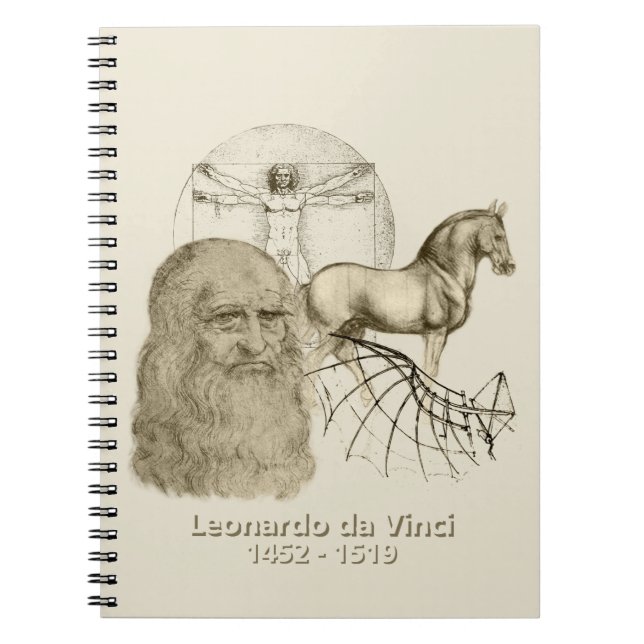 Leonardo Da Vinci Anteckningsbok Med Spiral (Framsidan)