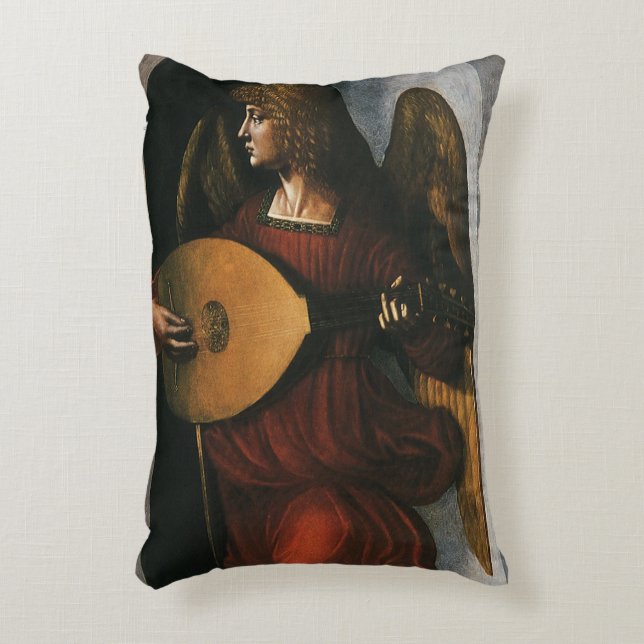 Leonardo da Vinci är An Angel in Red med en lute Prydnadskudde (Framsidan(Vertikal))