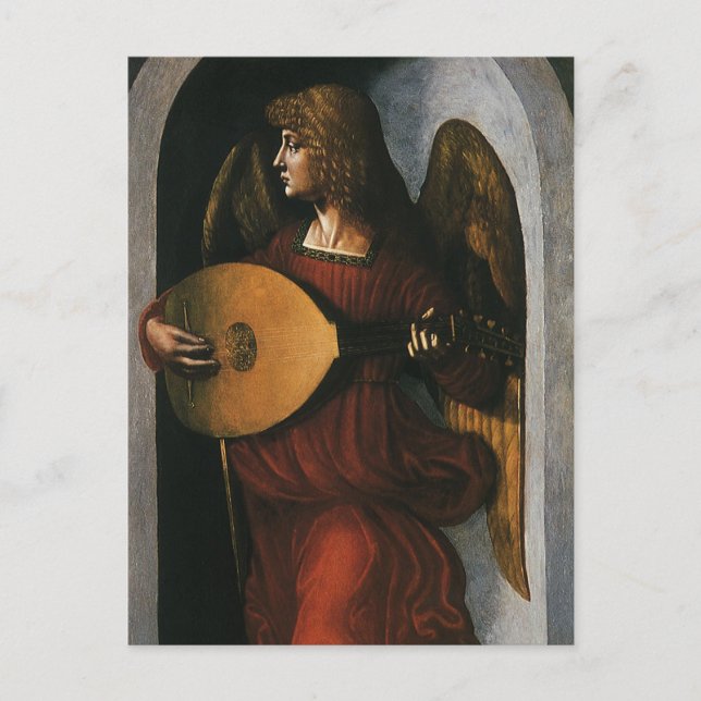 Leonardo da Vinci är An Angel in Red med en lute Vykort (Framsida)