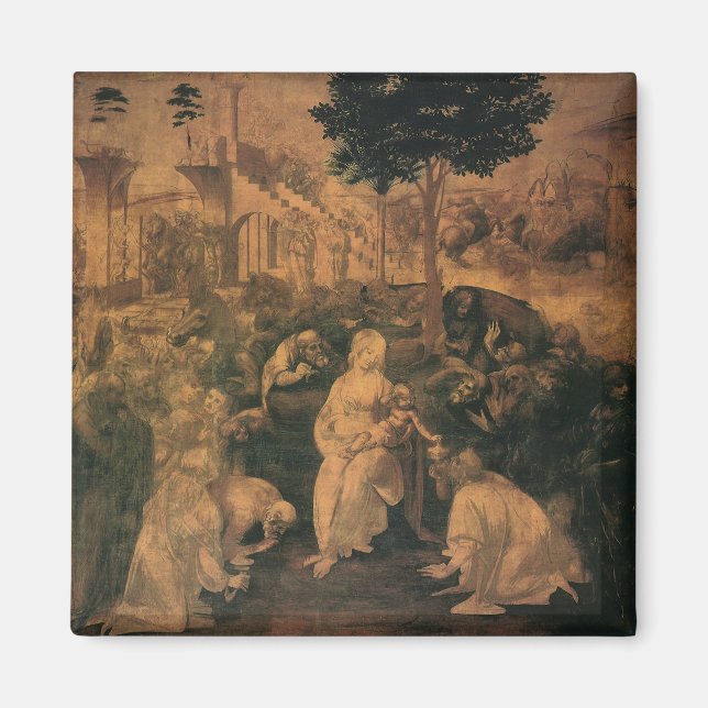 Leonardo da Vinci är "The Adoration of the Magi" Magnet (Framsidan)