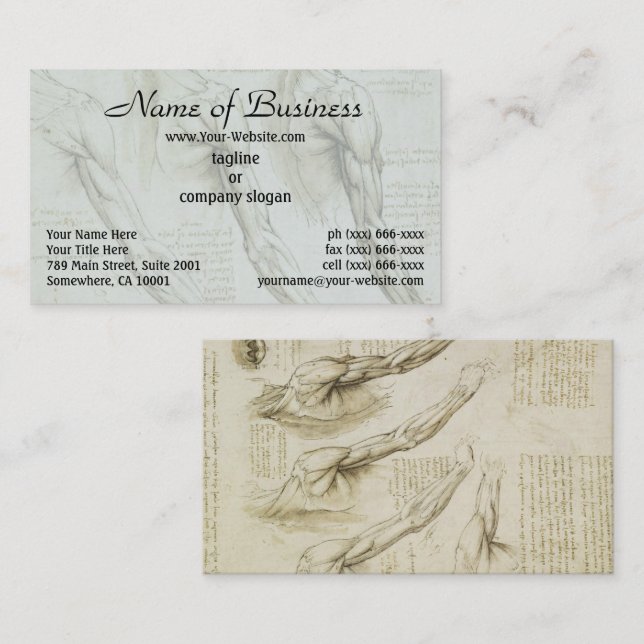 Leonardo da Vinci Arm och Shoulder Muscles Anatomy Visitkort (Fram/baksida)