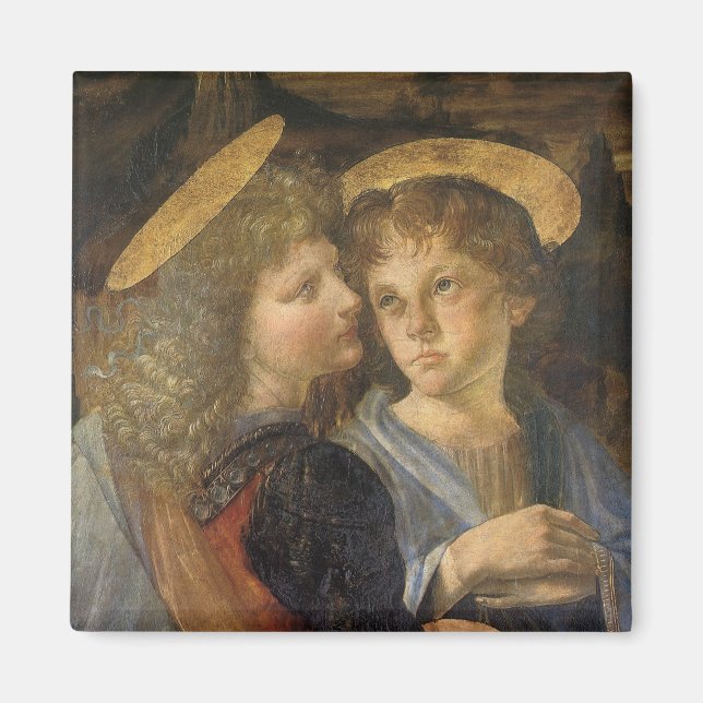 Leonardo da Vinci-baptism i Kristus Änglar Magnet (Framsidan)