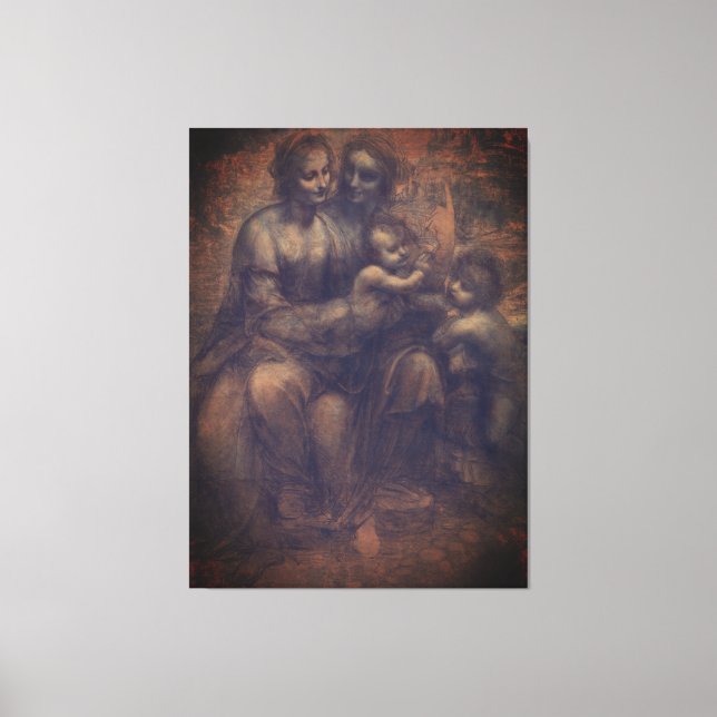 Leonardo da Vinci Burlington-Karton Anna Selbdritt Canvastryck (Framsida)