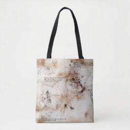 Leonardo da Vinci Cat Sketch Tote Bag Tygkasse