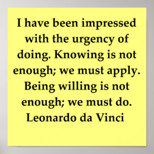 Leonardo Da Vinci citationstecken Poster