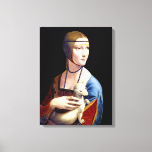 Leonardo da Vinci Dam med en Ermine Canvastryck