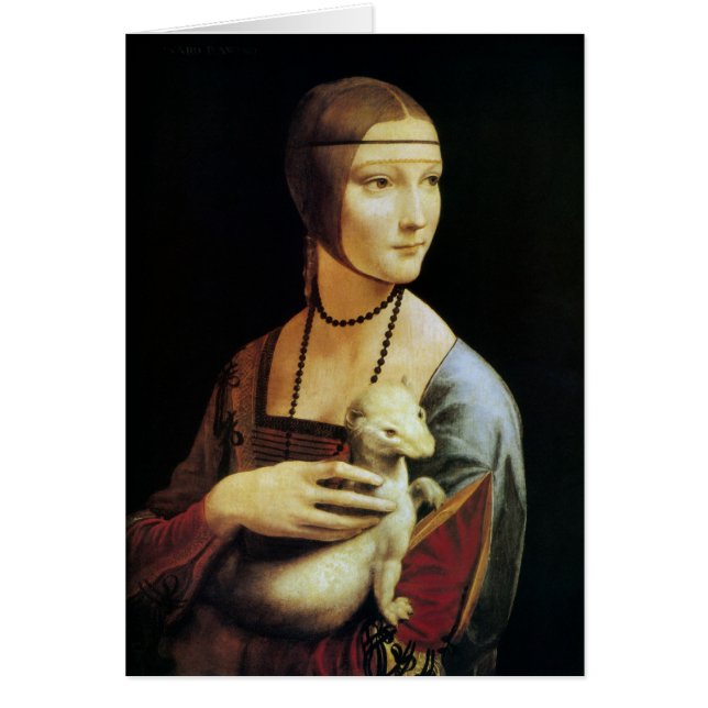 Leonardo da Vinci-Dam med en Ermine Hälsningskort (Framsidan)