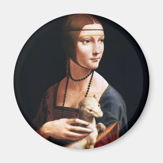 Leonardo Da Vinci Dam med en Ermine Magnet (Framsidan)