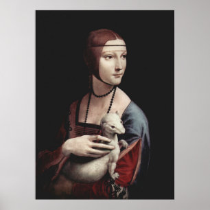 Leonardo Da Vinci - dam med en Ermine Poster