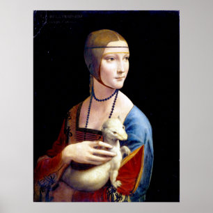Leonardo Da Vinci dam med en Ermine Poster
