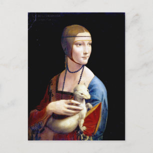 Leonardo da Vinci Dam med en Ermine Vykort