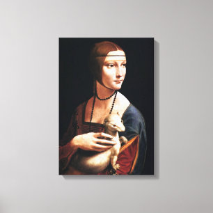 Leonardo Da Vinci dam med en Erminekanfassjal Canvastryck