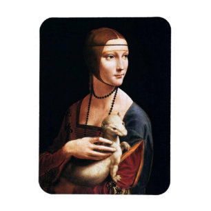 Leonardo Da Vinci dam med en Erminemagnet Magnet