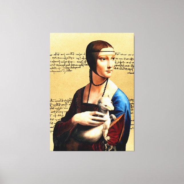 Leonardo da Vinci Dam med Ermine Canvastryck (Framsida)