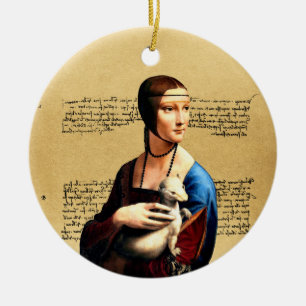 Leonardo da Vinci Dam med Ermine Julgransprydnad Keramik