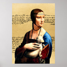 Leonardo da Vinci Dam med Ermine Poster
