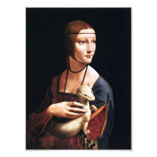 Leonardo Da Vinci dam med ett Erminefototryck Fototryck