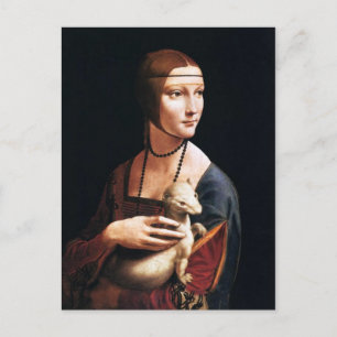 Leonardo Da Vinci Dam med ett vykort för ermin