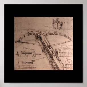 Leonardo Da Vinci design för en jättelik crossbo Poster
