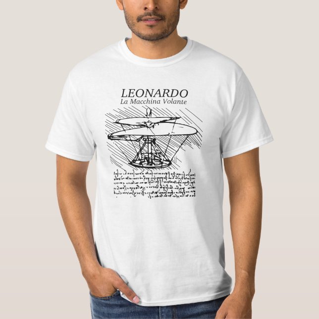 Leonardo Da Vinci flygmaskin! Flyg av Ge Tee Shirt (Framsida)