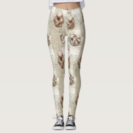 Leonardo Da Vinci foster- teckningar Leggings