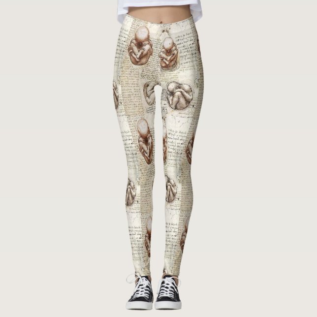 Leonardo Da Vinci foster- teckningar Leggings (Framsida)