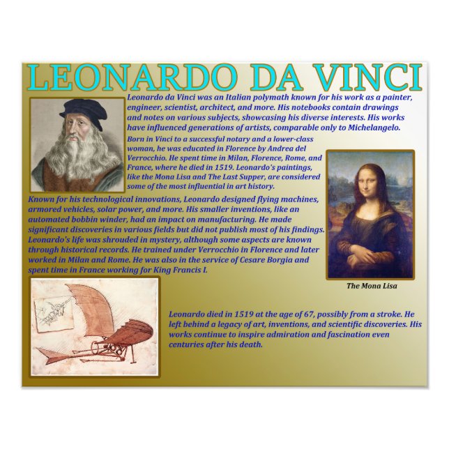 Leonardo Da Vinci Fototryck (Framsidan)