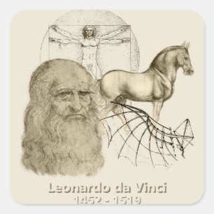 Leonardo da Vinci Fyrkantigt Klistermärke