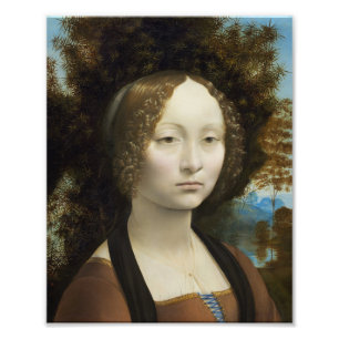 Leonardo Da Vinci Gincra De'Benci Painting Fototryck