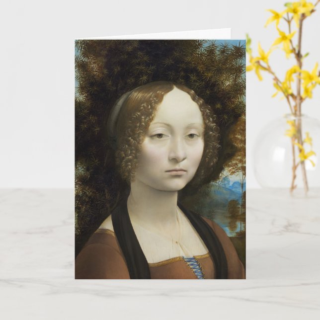Leonardo Da Vinci Gincra De'Benci Painting Kort (Gul blomma)