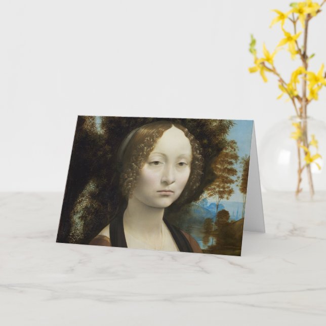 Leonardo Da Vinci Gincra De'Benci Painting Kort (Gul blomma)