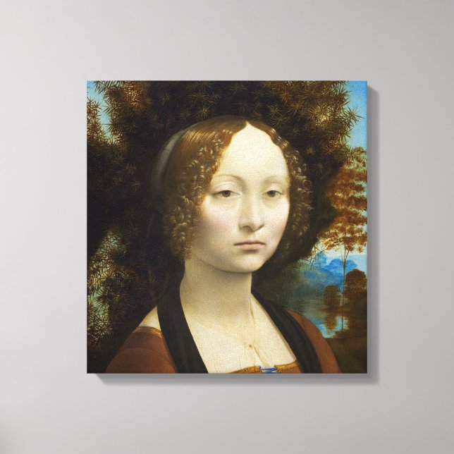 Leonardo da Vinci Ginevra de'Benci Canvastryck (Framsida)
