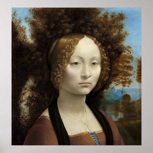 Leonardo da Vinci Ginevra de'Benci Wall Art Poster (Framsidan)