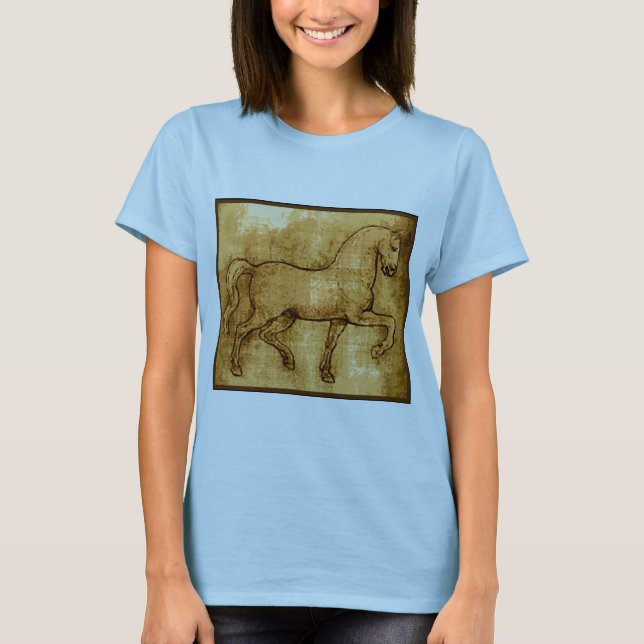 Leonardo Da Vinci hästkonst T Shirt (Framsida)
