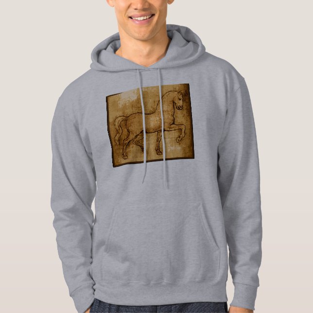 Leonardo Da Vinci hästkonst Tröja Med Luva (Framsida)