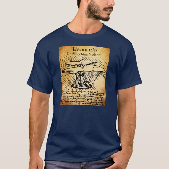 Leonardo Da Vinci helikopter Tee Shirt (Framsida)
