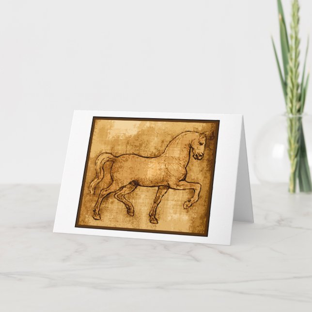 Leonardo Da Vinci Horse Art Kort (Framsida)