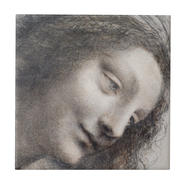 Leonardo da Vinci Huvudet på jungfrun Skiss Konst Kakelplatta (Framsidan)