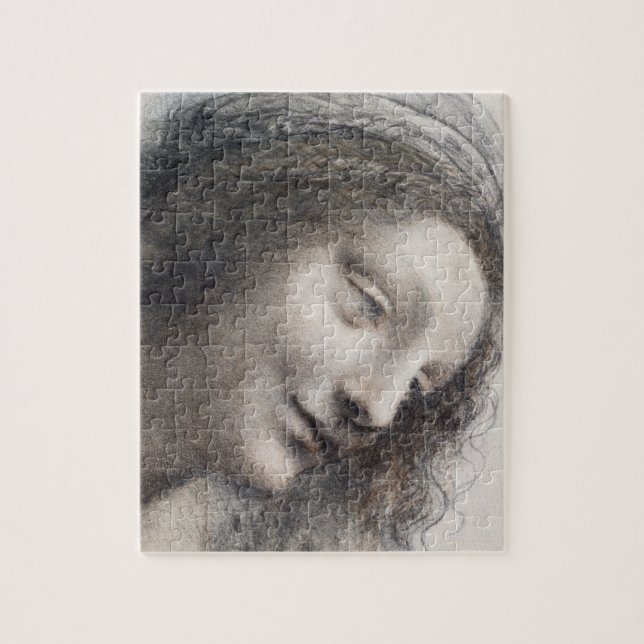 Leonardo da Vinci Huvudet på jungfrun Skiss Konst Pussel (Vertikal)