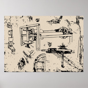 Leonardo da Vinci Inventions Teckning Poster