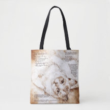 Leonardo da Vinci Katt Skiss Tote Väska