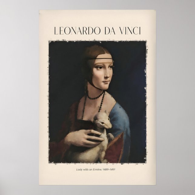Leonardo da Vinci konsttryck - Dam med en Poster (Framsidan)