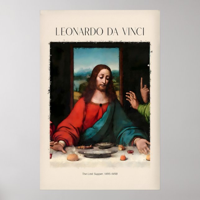 Leonardo da Vinci konsttryck - Nattvarden Poster (Framsidan)